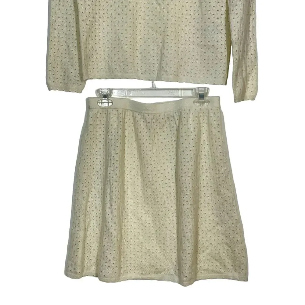 Madeleine Thompson X Leith Nipigon Odile 100%‎ Cashmere Scallop M Sweater Set